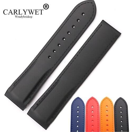 CARLYWET 20 22mm Wholesale Pure Color Rubber Silicone Replacement Watch Band Strap Belt For OMEGA Planet Ocean 45 42mm