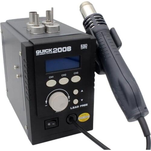 QUICK 2008 ESD Rework Station For Phone BGA Desoldering Repairing Hot Air Gun Welding Bench Lead Free Adjustable Display