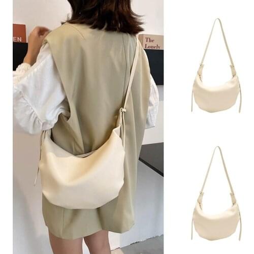 White Leather Women Hobos Bags Hobo Shopper Bag Quality Soft PU Crossbody Bag Casual Korean Female Tote Bags