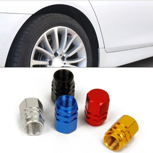 Universal 4pcs Aluminum Car Tyre Air Valve Caps Bike Bicycle Tire Valve Tyre Stem Cap Auto Wheel Styling Round Airtight Cover