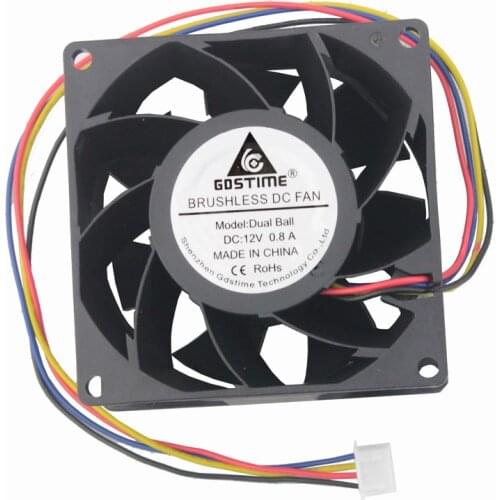 20 Pcs Gdstime 4Pin 80mm x 38mm PC DC Cooling Fan 12V 80x80mm 4 Wires 8038 Ball Bearing 3 inches 8cm Brushless Fan High Speed