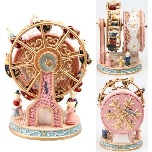 Rotating Ferris Wheel Resin Rotating Music Box Bear Music Box Christmas Gift Decoration