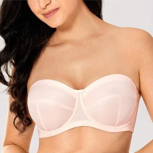 Plus Size Womens Multi-way Ultra Support Non-padded Convertible Strapless Bra Lingerie 34 36 38 40 42 44 46 B C D DD E F Black