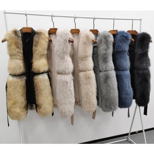Real Fox Fur Vest Sleeveless Elegant Luxury Lady Jackets Fashion Women Gilet Winter Outerwear New
