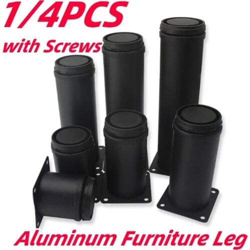 1/4PCS Black Metal Furniture Legs Sofa Office Table Cupboard Cabinet TV Stand Couch Leg Aluminum Alloy Adjustable Furniture Feet