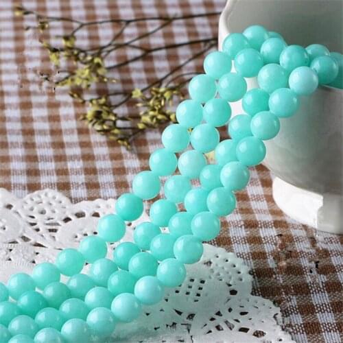 RONGQING 1 String Blue Amazonite Beads Necklace Bracelet Round Amazonite Stone Beads Perles Pour Bijoux