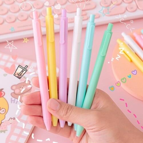 1 Pcs Solid Color Gel Pen Macaron Press Pen 0.5mm Black Ink Kawaii Student Stationery Office SignatureSchool Supply