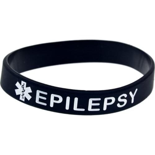 1PC Alert Epilepsy Silicone Wristband Adult Size for Outdoor