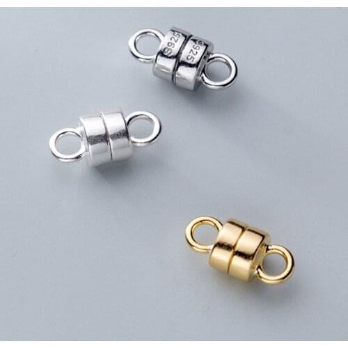 100% 925 Sterling Silver Oval Strong Magnet Ornament Clasps Necklace Bracelets Conenctor Clasp DIY Fine Jewelry Accessories