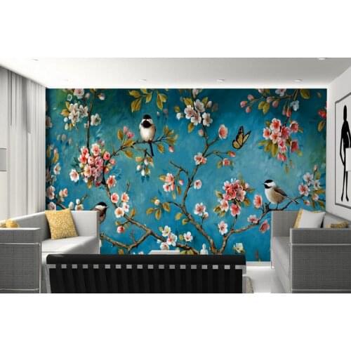 Customize 3d mural wallpaper Peach bird 3d wall murals wall paper bedroom living room wallpaper modern 3d photo wall murals