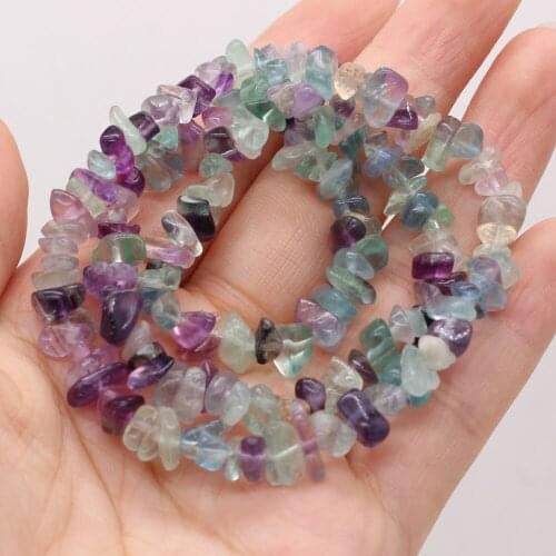 High Quality 5-8mm Chip Shape Beaded Natural Stone Fluorite Loose Spaced Beads for Jewelry Making DIY necklace Accessories
