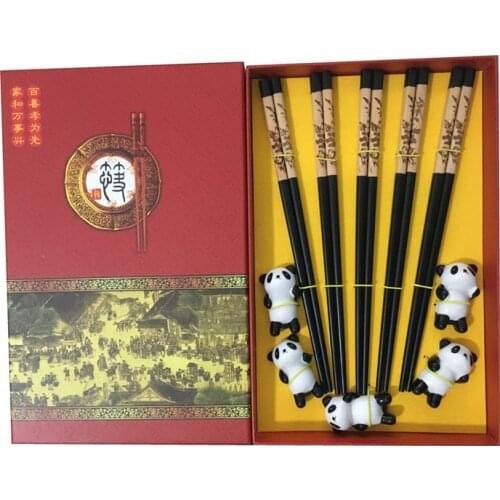 Wooden Chopsticks Dinnerware Chinese Chopsticks Set Cutlery Tableware set Panda Chopsticks Gift Box Chinese Festival Supplies