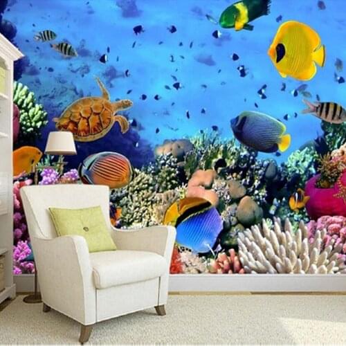 Dropship Custom 3D Mural Kids Wallpaper Underwater World Childrens Room Living Room Decor Bedroom Decoration Nursery Decor