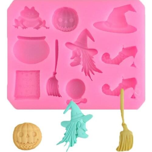 Halloween Pumpkin Witch Mold Silicone Baking Accessories 3D DIY Sugar Craft Chocolate Cutter Mould Fondant Cake Decorating Tool