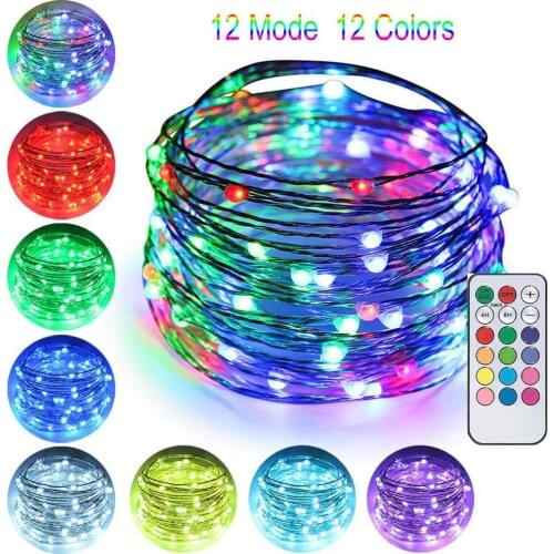 2020 NEW 12 Modes 12 Colors Changing String Lights with Remote & Timer Waterproof Copper Wire Christmas Lights for Wedding party