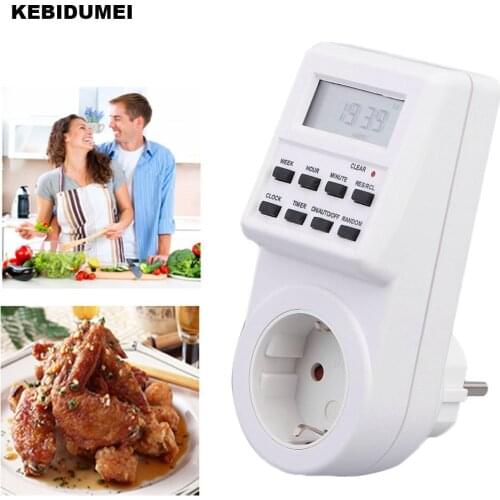 KEBIDUMEI Timer Switch Buttons Socket with Clock Summer Time Random Function Eu Plug for Kitchen Cooking food Drop Shipping