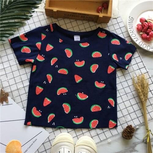 Tonytaobaby Summer Wear New Style Baby Full Printed Small Watermelon Fruit Short Sleeve T-shirt
