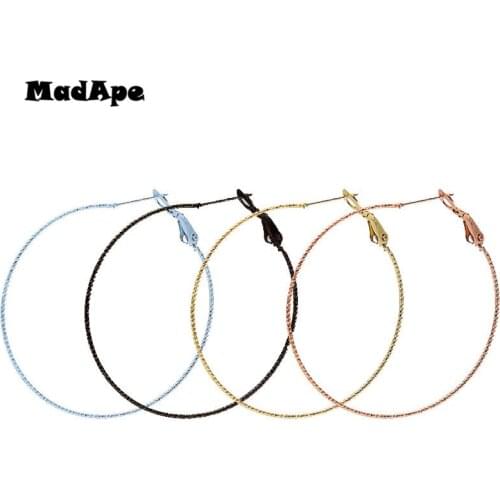 MadApe 1mm Diameter Stainless Steel Never Fade Large Round Hoop Earrings For Women & Girl Earrings Jewelry Punk Rock