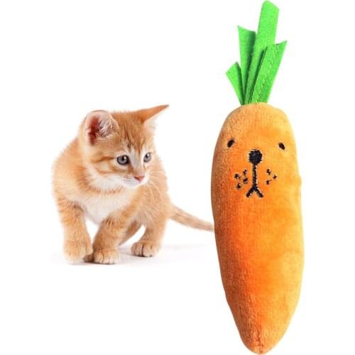 Cute Plush Carrot Dog Toy Interactive Funny Soft Pet Squeaky Toy Dog Chewing Toy Simulation Carrot Sound Toy for Dog Cat