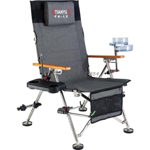 Multifunctional stainless steel fishing chair stool Ultra light and convenient Taiwan fishing chair All terrain fishing reclinin