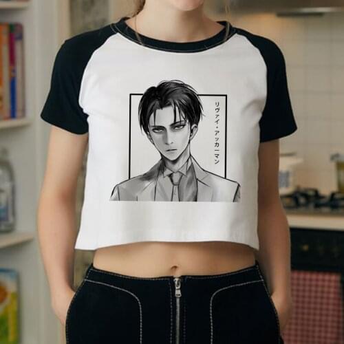 Fashion Kawaii Japanese Anime Attack On Titan Cosplay Costumes Y2K Top Shingeki No Kyojin Clothes Crop Top Short Sleeve