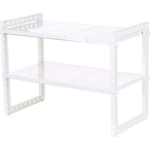 New Multi-Functional Under Sink 2-Tier Expandable Shelf Storage Organizer Adjustable Stainless Steel Kitchen Sink Rack White