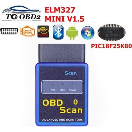Newest MINI ELM 327 V1.5 Bluetooth Vgate With PIC18F25K80 Chip Scan OBD2 advanced obd scan OBDII ELM327 V1.5 Code Scanner