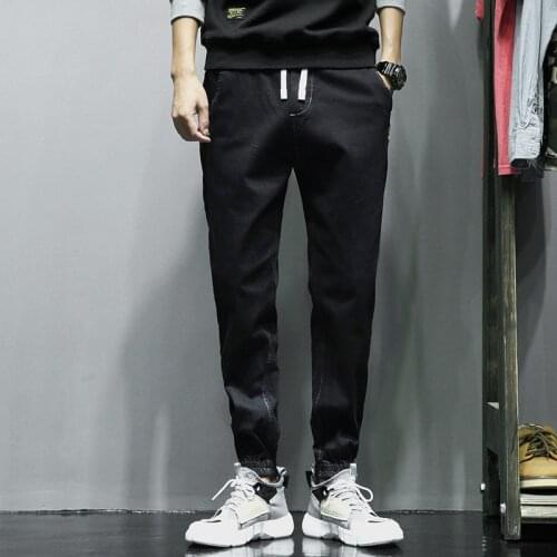 2021 New Jeans Loose Popular Elastic Pants Casual Long Drawstring Pants Fashion Elastic Large Shrink Jeans Plus Size 4XL