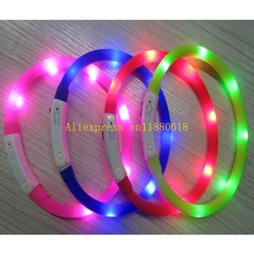 300pcs/lot Dog Collar Led Lights Adjustable USB luminous Led Dog Collar USB charging pet supplies dog falsh Light collars