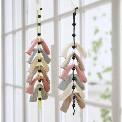 Home Socks Hanging Rope Creative Multi-function Washing Clothes Basket Net Washing Socks Stockings Drying Socks Rack
