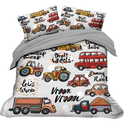 Kids Bedding set Construction vehicle Children gift Duvet cover set Home Textiles king queen twin full Double 220x240 150x200