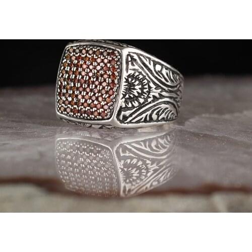 Square Model Pen Processing Silver Ring