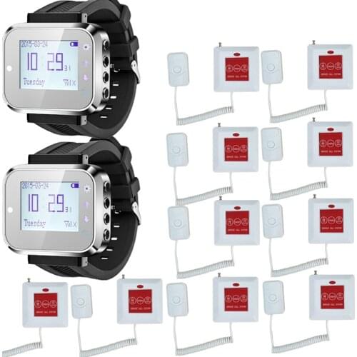 Call Nurse system watch wireless calling receiver waiter caller 2 smart watch pager with 10 touchable bells
