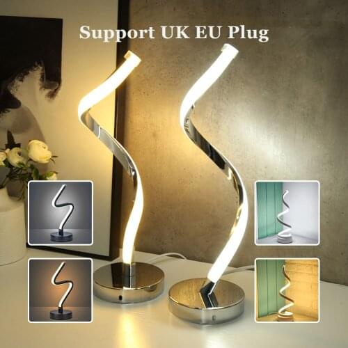 Modern LED Spiral Table Light Desk Bedside Lamp Acrylic Metal Eye Protection Reading Learning White Warm Light Living Room Decor