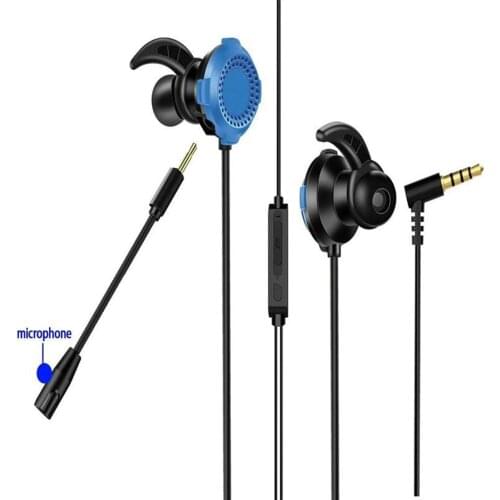 Sport Gaming Headset Universal L-Shaped 3.5mm Dynamic Headphones Wired In-ear Earphone with Mic For Mobile Phone PUBG Gamer