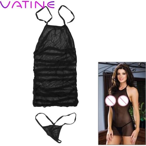 VATINE Exotic Apparel Sexy Lingerie Perspective Erotic Sex Costume Bare Back Sexy Costume Stretch Mesh Gauze