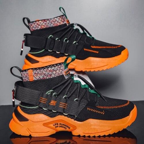 High Quality Breathable Men Sneakers Trend Fitness Men Running Shoes classic Lace-up sports shoes Non-slip High Top Mens shoes