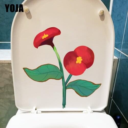 YOJA 20.9X21.6CM Hand Drawn Cartoon Flower Toilet Seat Stickers Creative Kids Room Wall Decor T1-1484