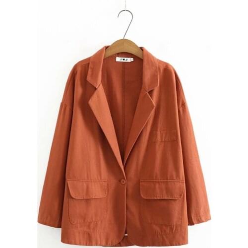 Womens Jacket female oversize spring autumn 2021 plus size pocket Single button loose Womens office blazers Beige black orange