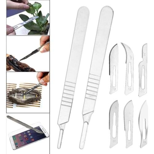11pcs Carbon Steel Utility Scalpel Blade And Handle DIY Cutting Hand Tools Repair Animal Surgical Knife