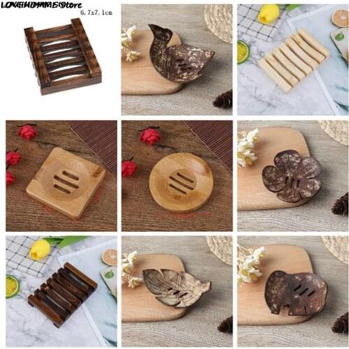 12Style Natural Carbide Wood Soap Dish Wooden Soap Container Travel Wood Soap Box Shower Plate Bathroom Soap Holder