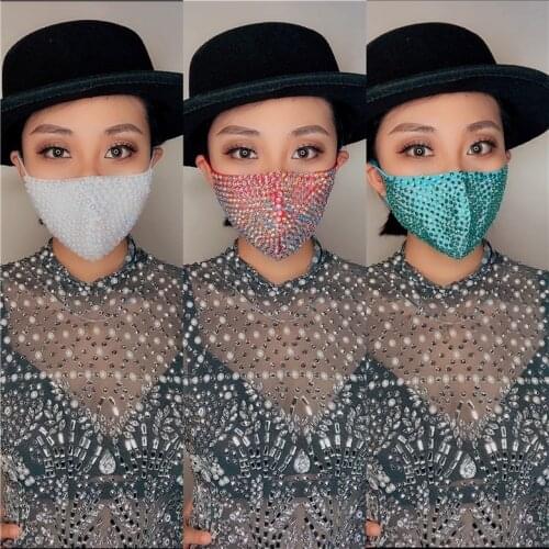 15 Colors Rhinestones Crystals Stones Mask Singer Dancer Bar Club Party Show Stage Accessories Dance Ornament Costume