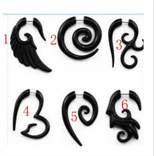 2PCS Hot Sale Punk Acrylic Ear Plugs Tunnels Flesh Fake Geometric Expansions Non Piercing Fashion Ear Tunnel Body Jewelry