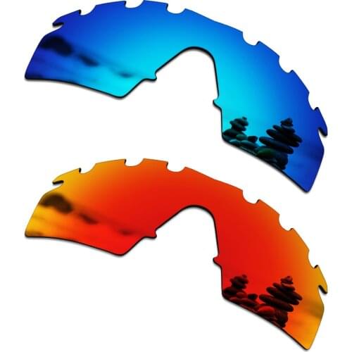 SmartVLT 2 PCS Polarized Sunglasses Replacement Lenses for Oakley M Frame Strike Vented Ice Blue and Fire Red