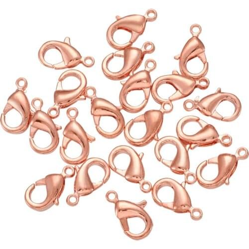 20pcs Brass Rose Gold Lobster Claw Clasps Jewelry Fastener Snap Hooks for Jewelry Making Necklaces Bracelets Findings 12x7x3mm