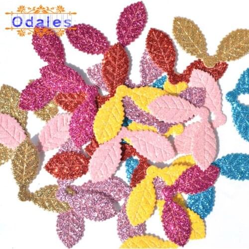 240Pcs/lots Christmas Leaf Appliques Glitter Leather Clothes Patches Party Decoration Christmas Jewelry Accessories DIY Card