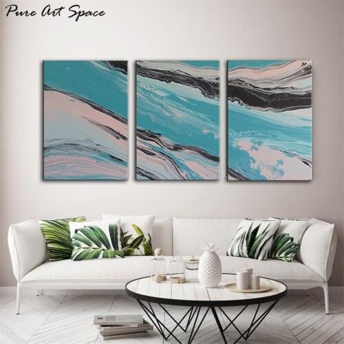 3 Piece New Nordic Art Frame Pink Green Brown Color Modern Abstract Canvas Print Art Oil Painting Wall Pictures for Bedroom