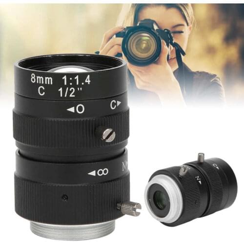 3MP HD Camera Industrial Lens 1/2 Manual Aperture 8mm Focal Length C Mount Security CCTV Accessory New