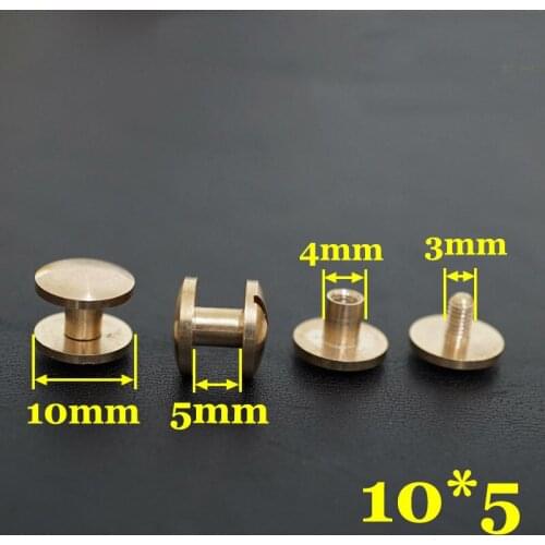 50pc Q2-10x5 Solid Brass belt screw Chicago Screw Leathercraft