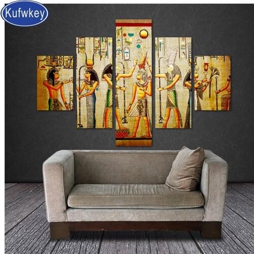 5d diamond painting 5 pcs Ancient Egyptian diamond embroidery full square round cross stitch set mosaic diamond home art